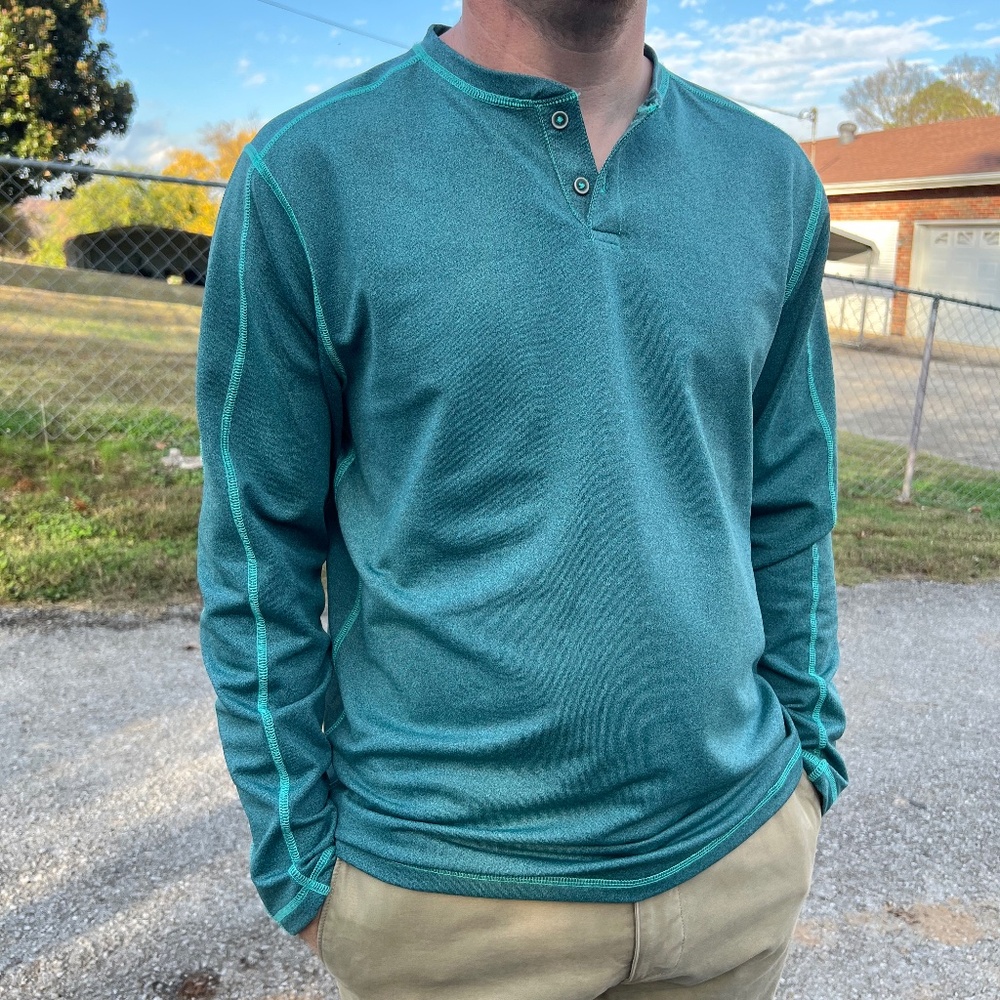 Tommy Bahama Men's Long Sleeve Shirt Blue Aqua Medium Buttons